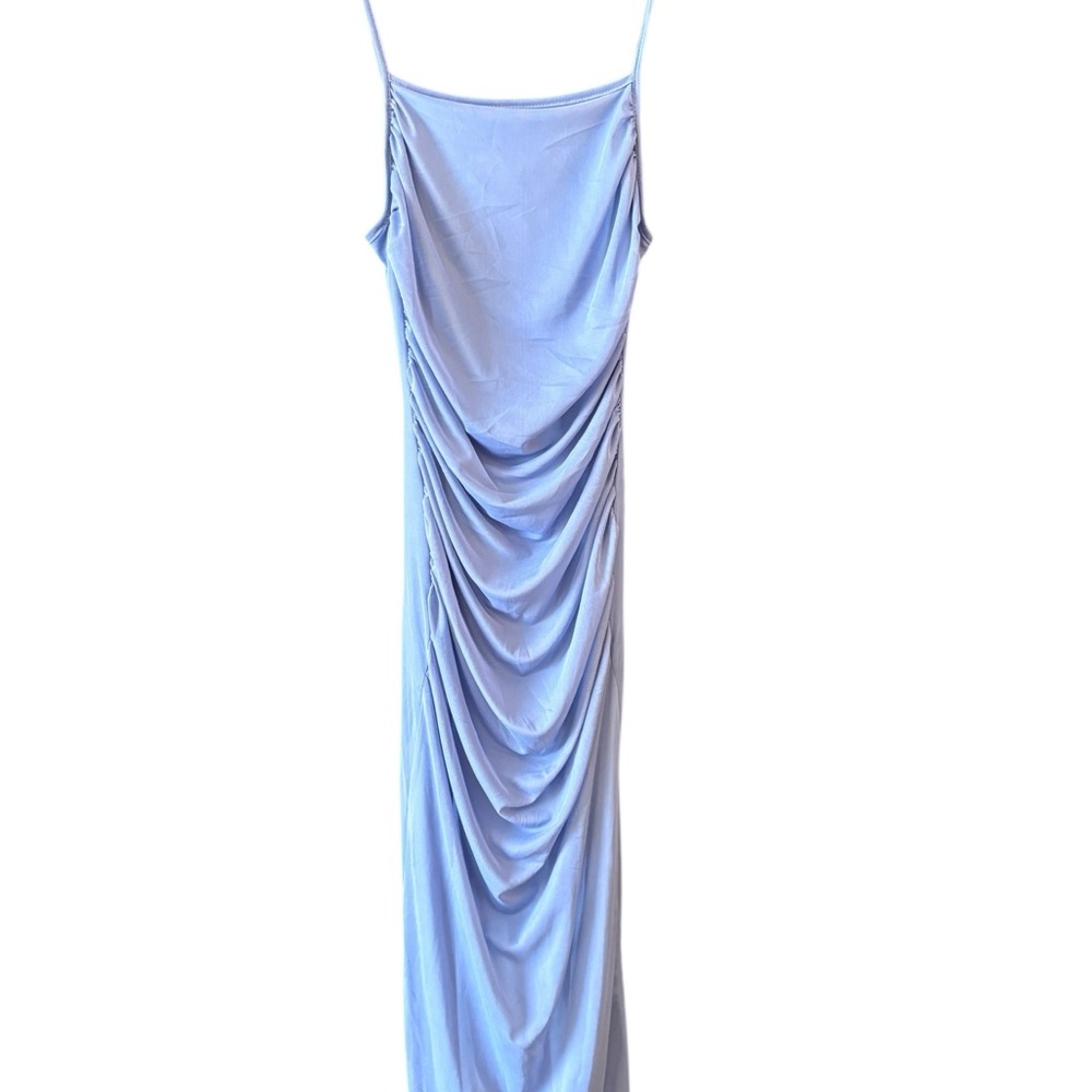 See You Monday Blue Ruched Mesh Slip Dress Size M Y2K Bodycon